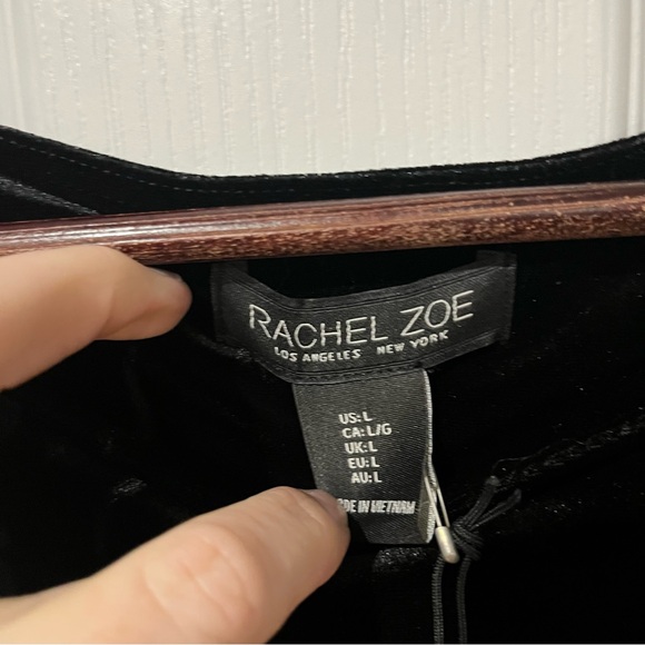 COPY - Rachel Zoe black faux velour long sleeve belt Excellent top size large - Picture 5 of 10